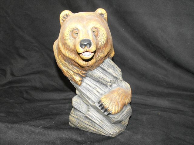 Bear on wood base