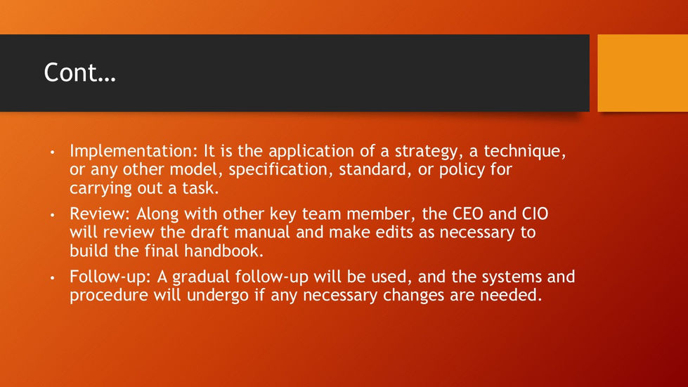 EDM Plan: Implementation Life Cycle Cont.