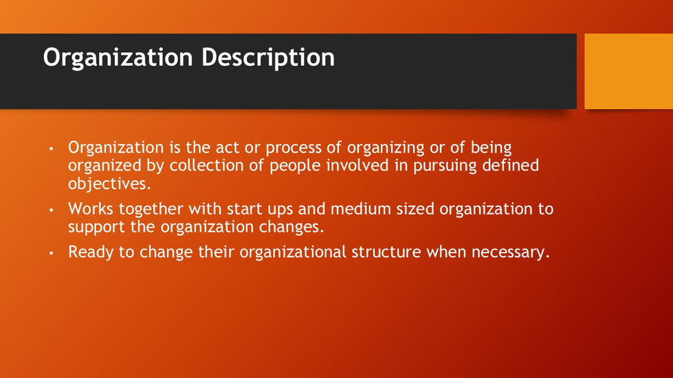 EDM Plan: Organization Description