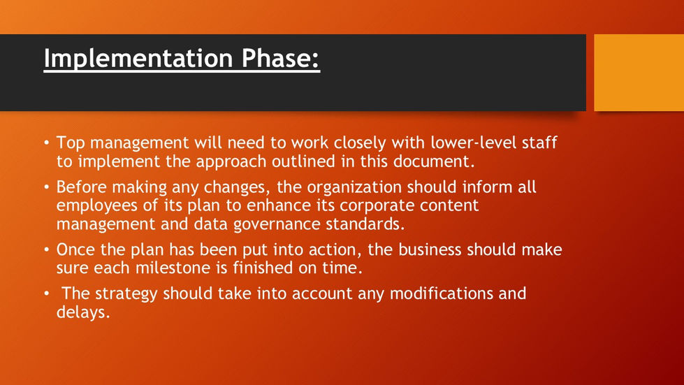 EDM Plan: Implementation Phase