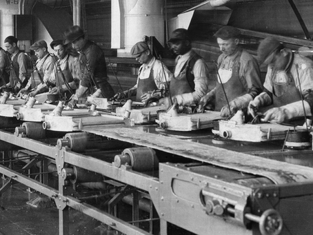 Workers doing mass production in Ford
