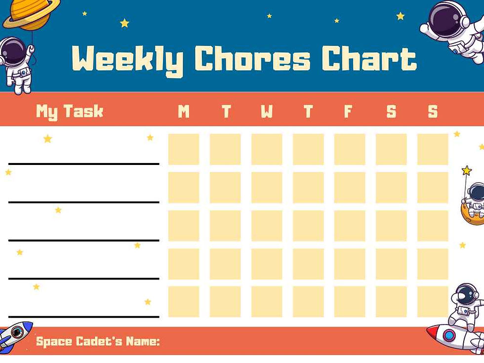 space themed chore chart