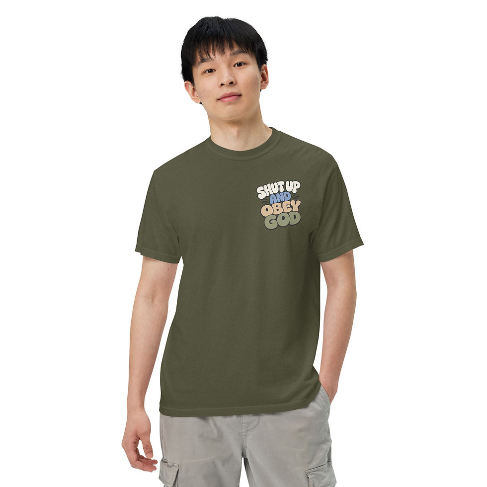 Thumbnail: Shut up and obey God- Unisex garment-dyed heavyweight t-shirt