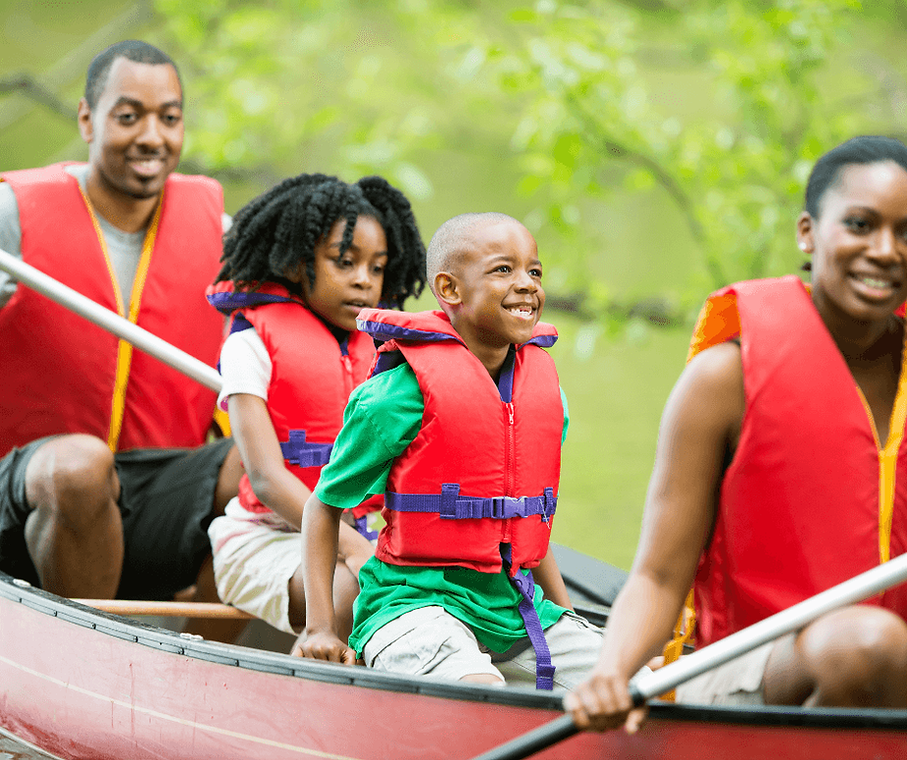 Family canoeing