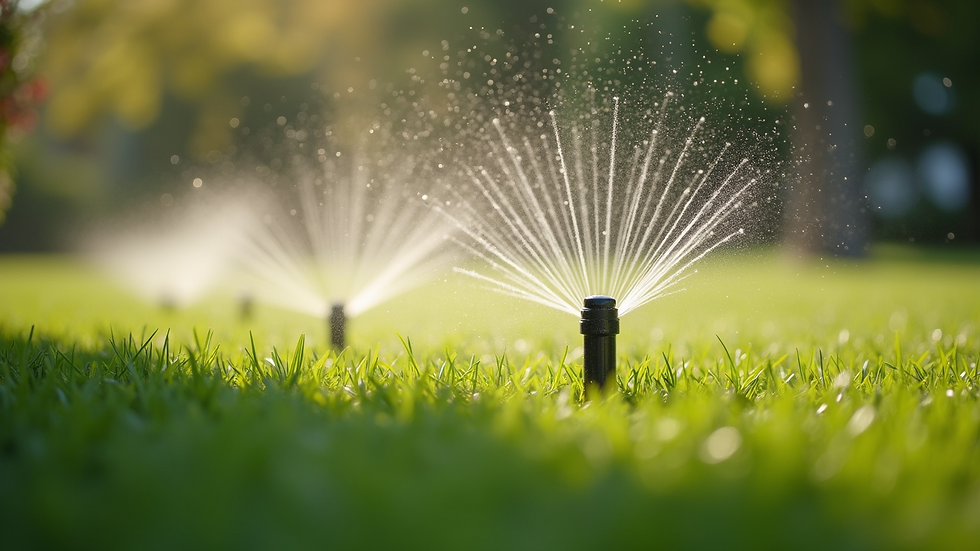 Close-up view of sprinkler heads installed in a landscaped garden
