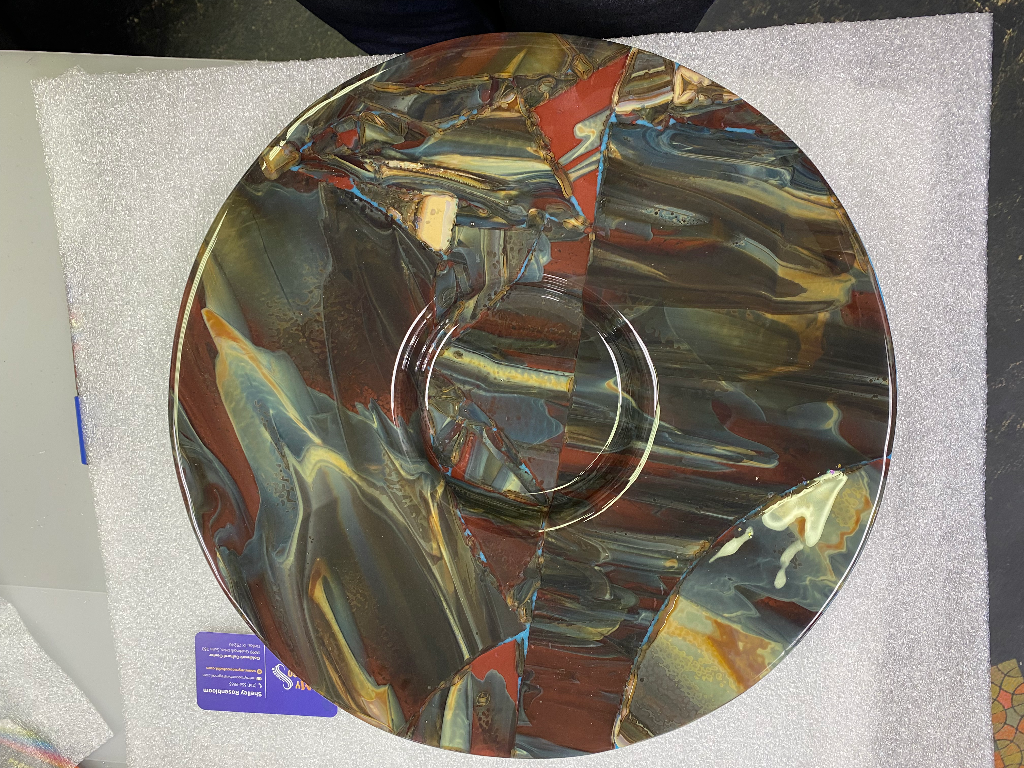 14" Petrified Platter  on Cyan