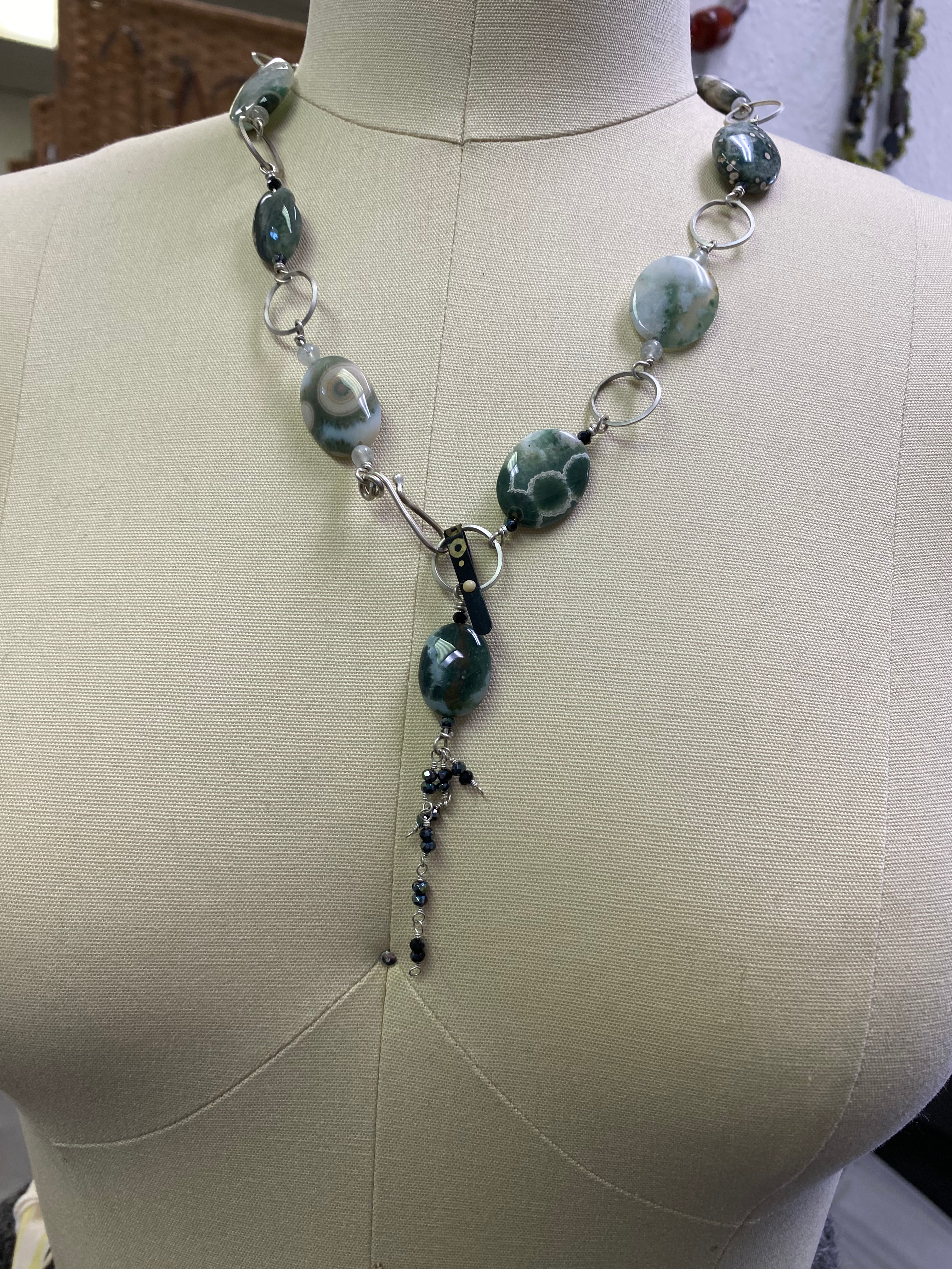 20" Ocean, Jasper and Argentium Silver Necklace
