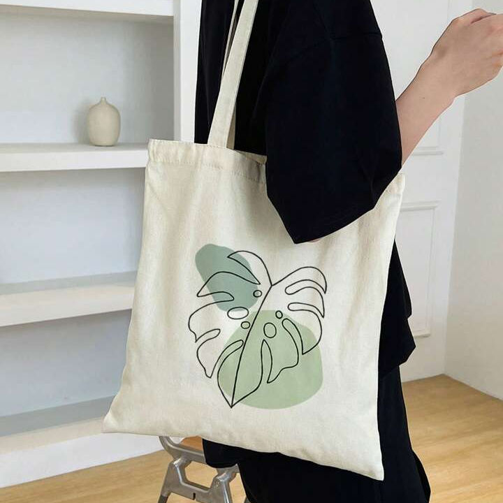 Thumbnail: Tote Bag - Monstera Leaf Print