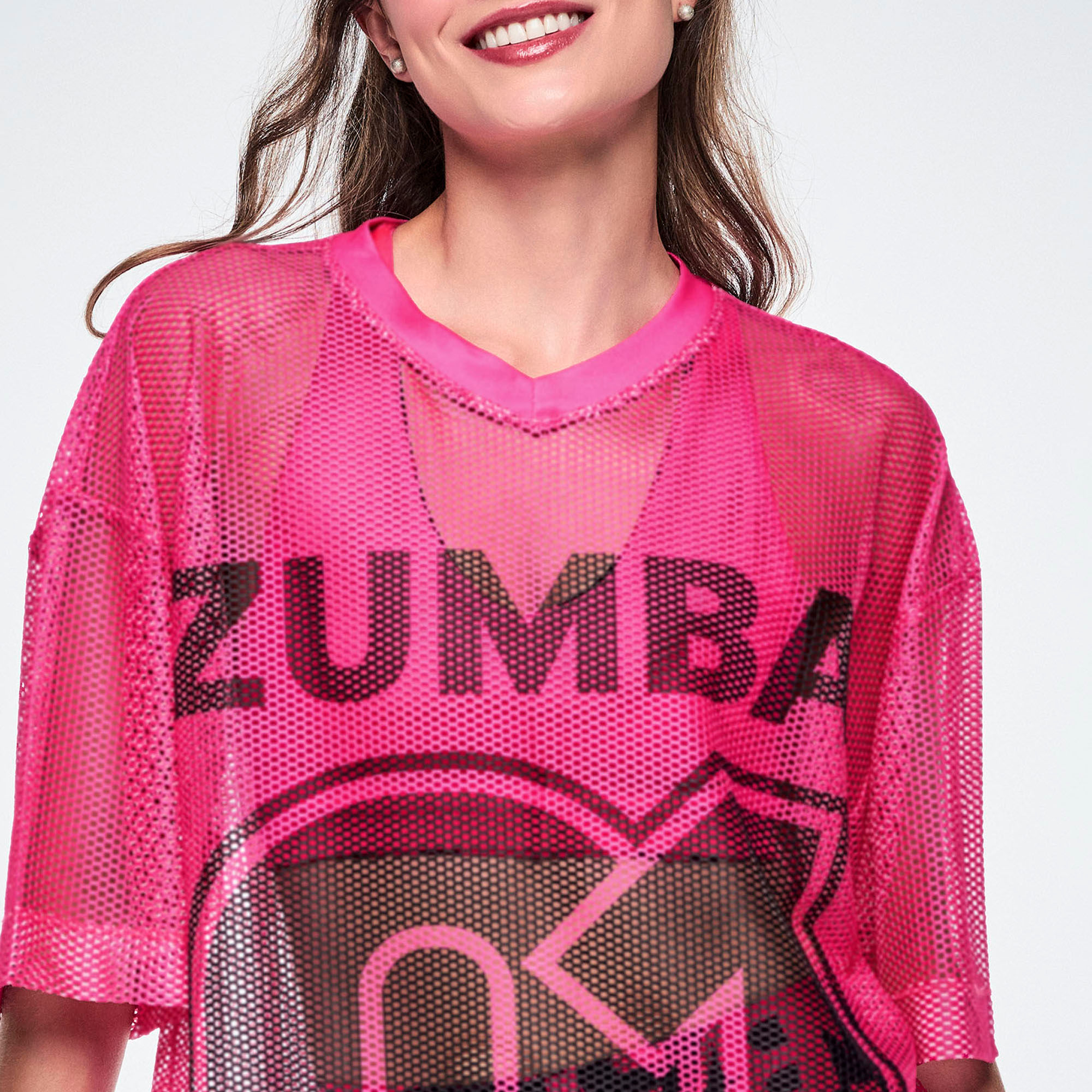 Ultrabright Oversized Mesh V-Neck Top