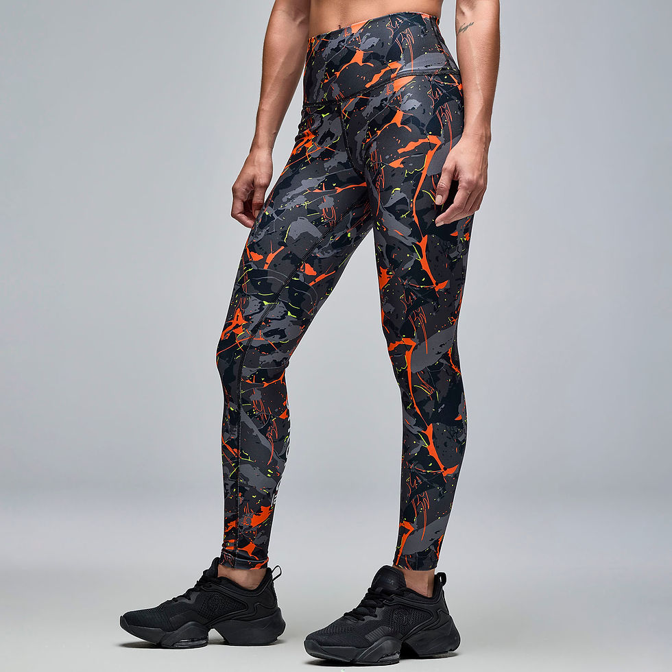 縮圖：STRONG iD High Waisted Ankle Leggings - Black/Orange