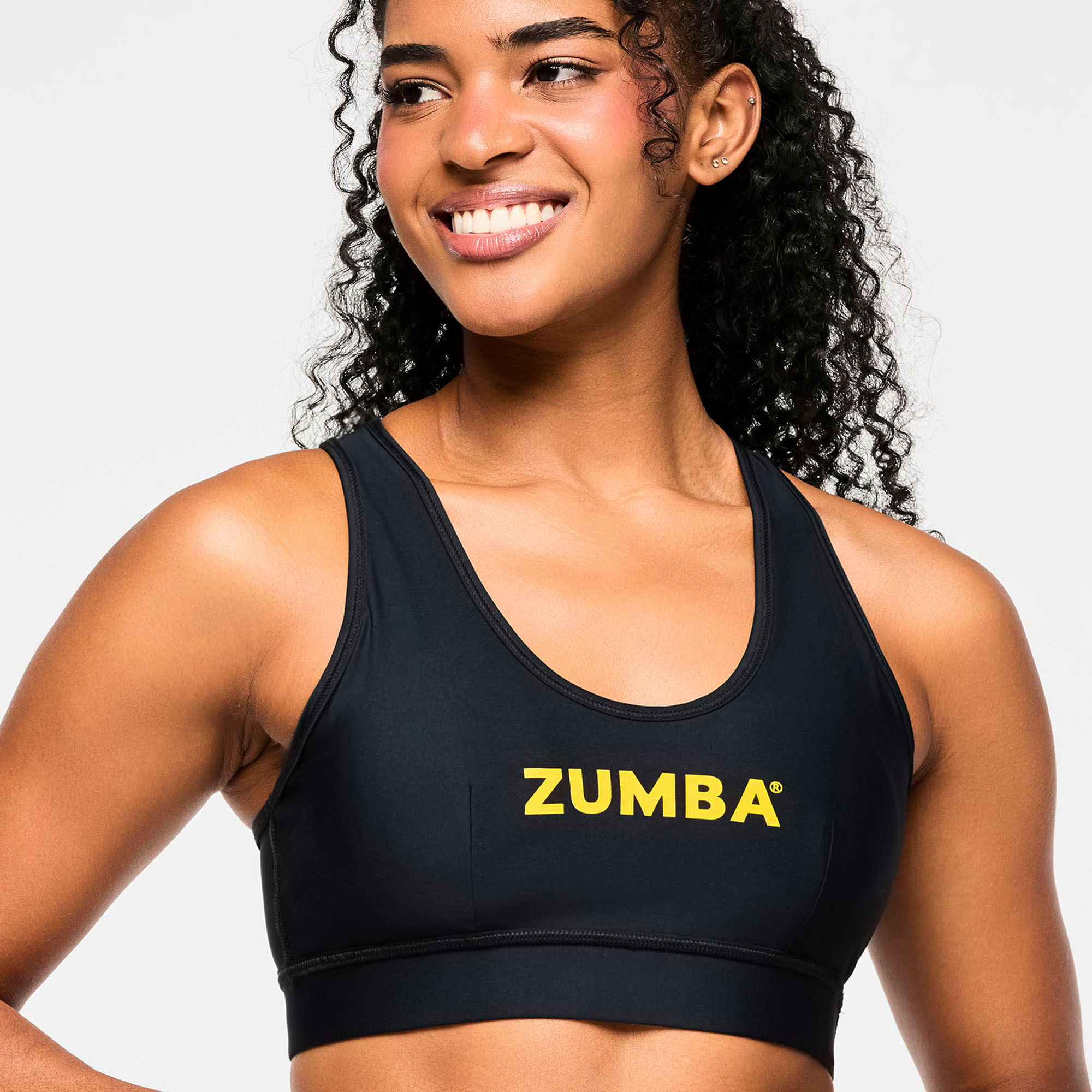 Zumba Rays Square Neck Bra - Bold Black