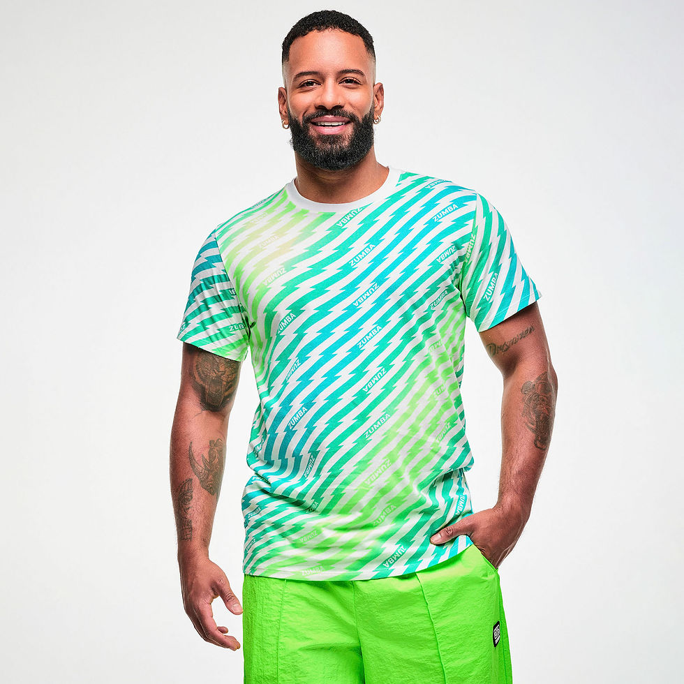 Thumbnail: Electric Feel Unisex Crew Neck Tee - Green/Blue