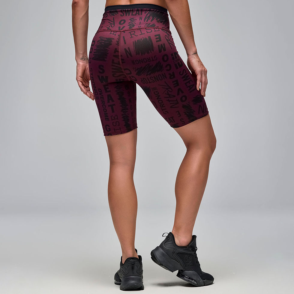Thumbnail: STRONG iD Z-Lift High Waisted Biker Shorts - Burgundy/Black
