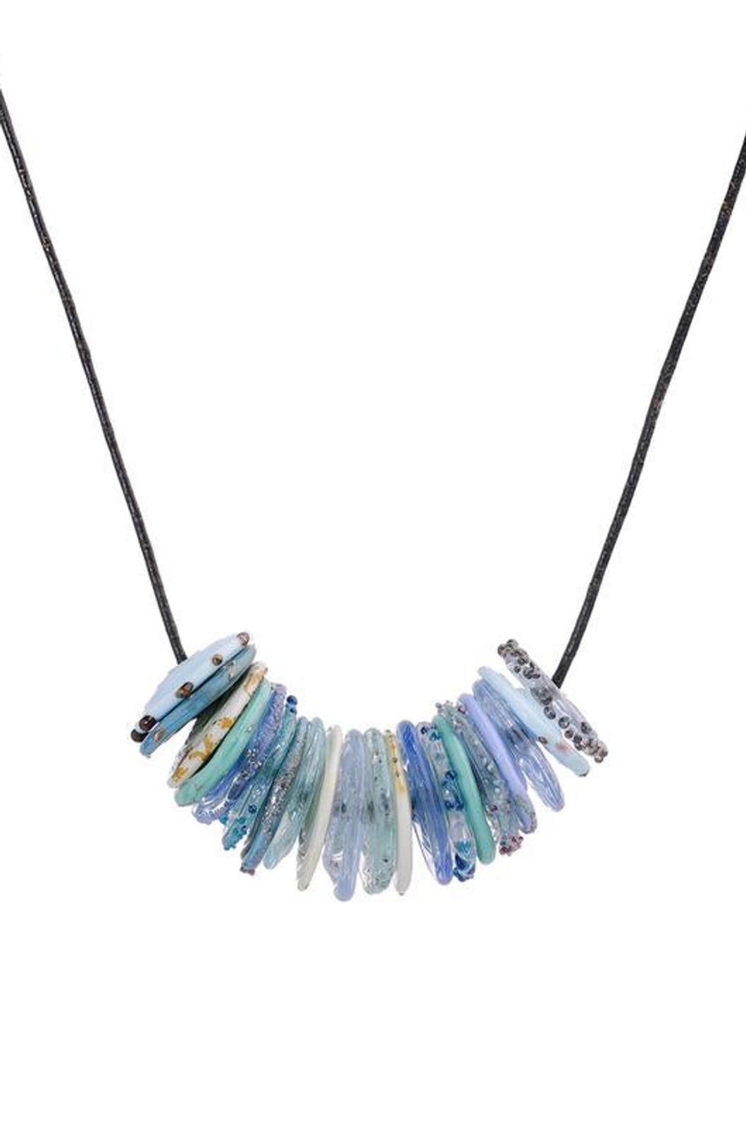 Flat Glass Beads Cluster Necklace