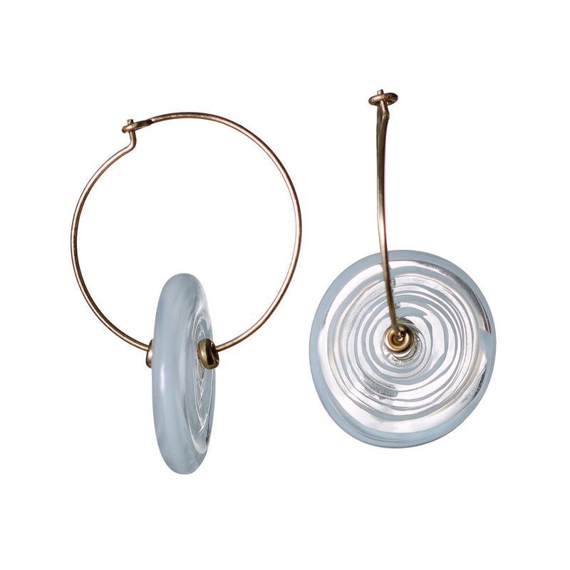 Thumbnail: Flat Glass Bead Hoop Earrings