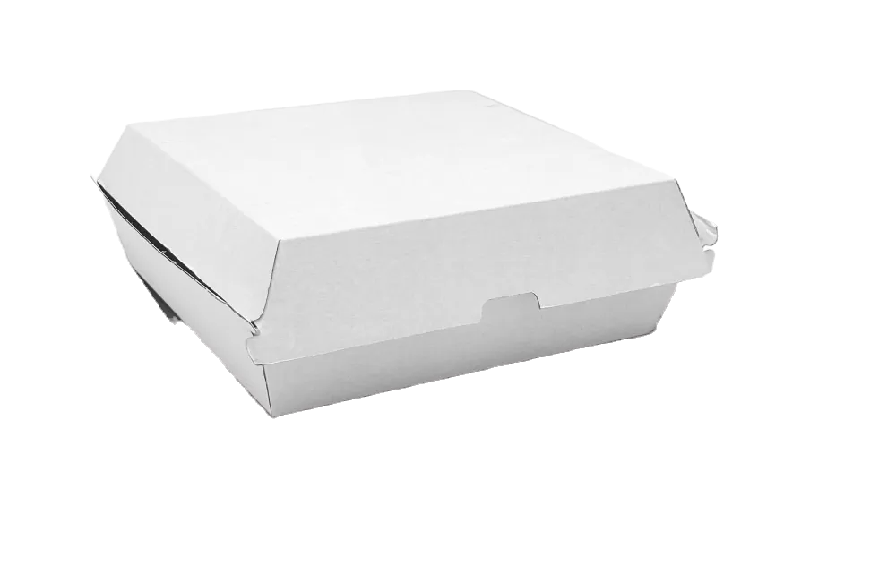 White corrugated clamshell dinner box