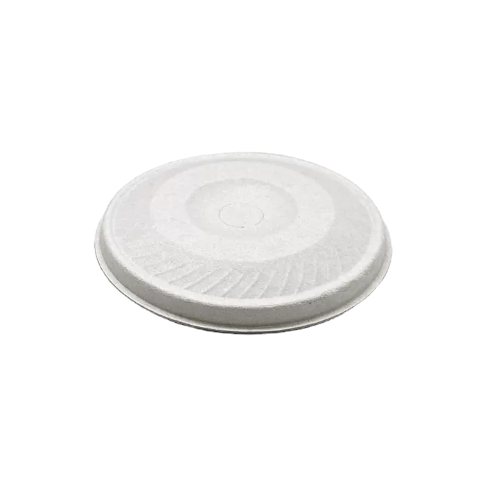 White Bagasse Flat Cup Lid