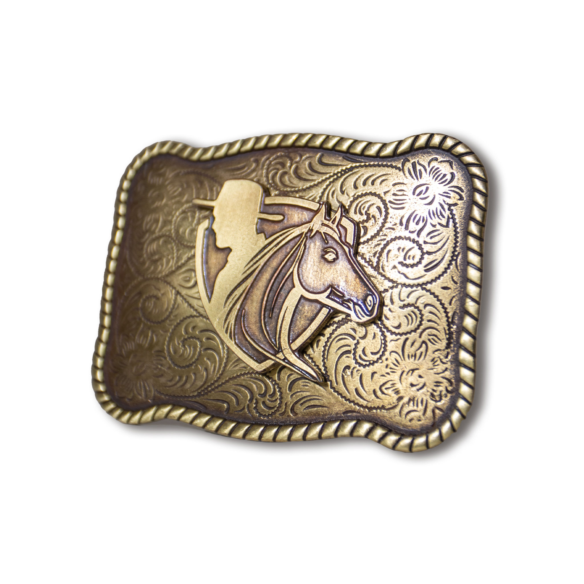 Horseman Cowboy Buckle - Brass