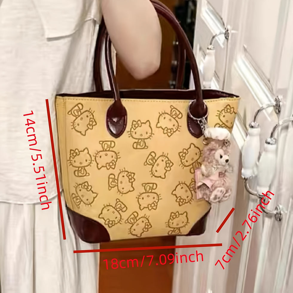 Thumbnail: Women's Retro Hello Kitty Handbag - Cute Heart & Bow Print
