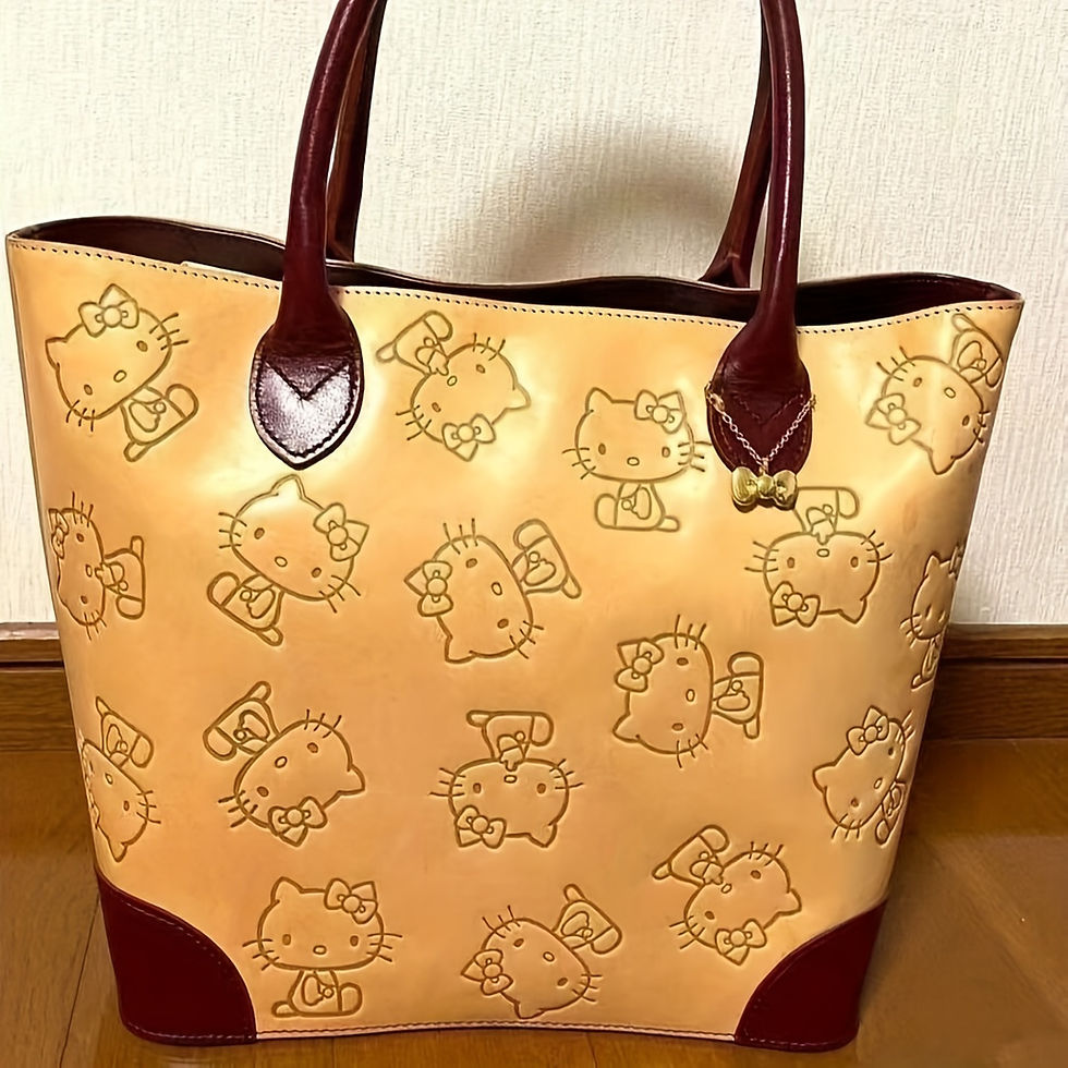 Thumbnail: Women's Retro Hello Kitty Handbag - Cute Heart & Bow Print
