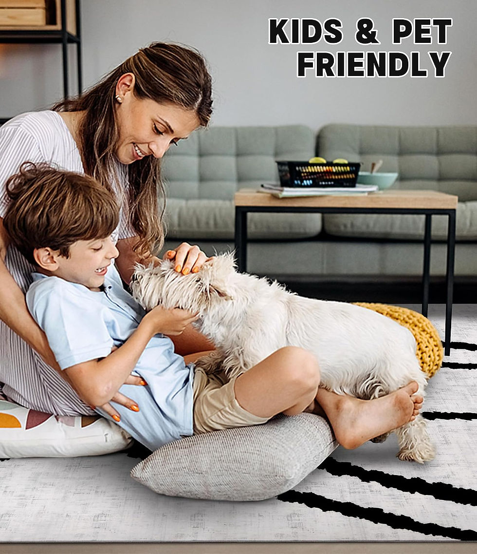 Thumbnail: YIHOUSE Modern Black & White 6×9 Washable Area Rug
