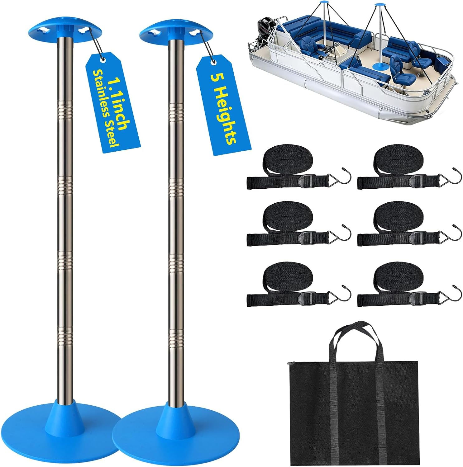 Tuszom Stainless Steel Boat Cover Support Pole System