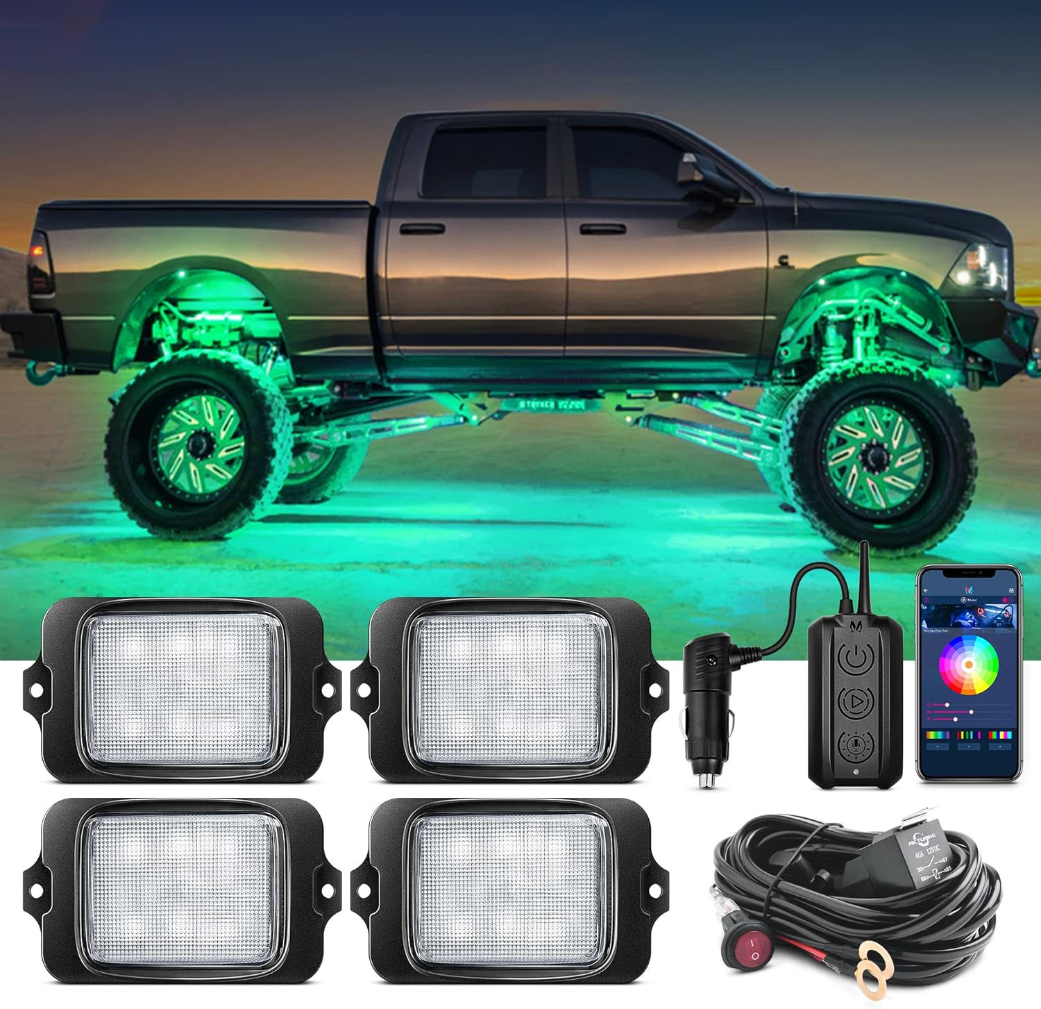 MICTUNING RGBW LED Rock Lights Kit