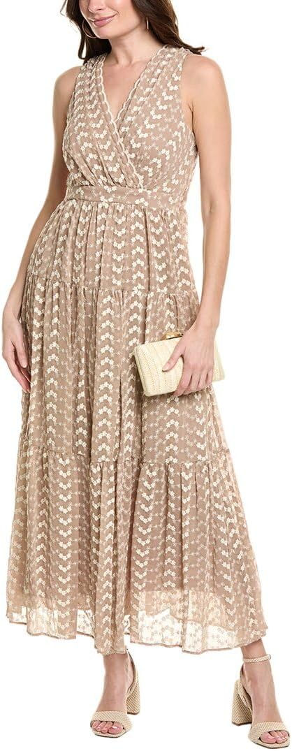 Taylor Women's Sleeveless V-Neck Mock Wrap Top Maxi Dress