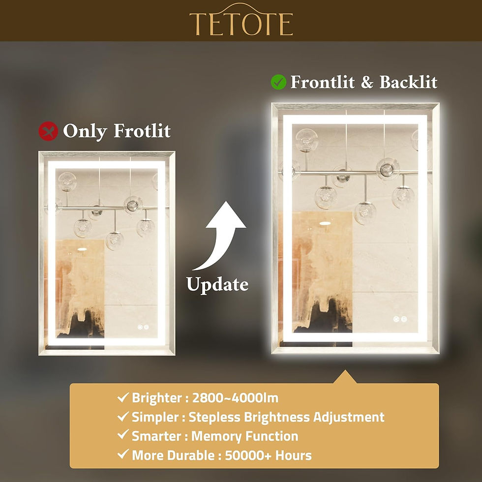 Thumbnail: TETOTE LED Bathroom Mirror with Brushed Nickel Frame
