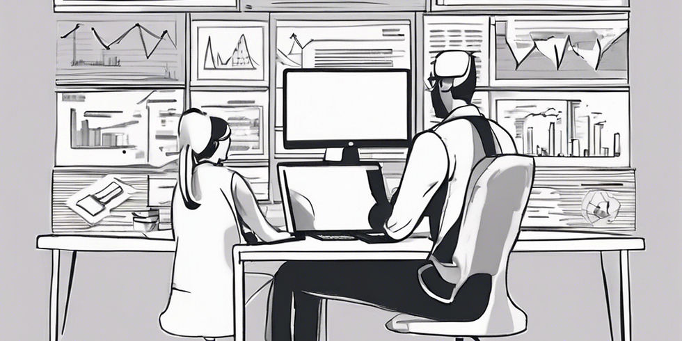 Two people watching computers