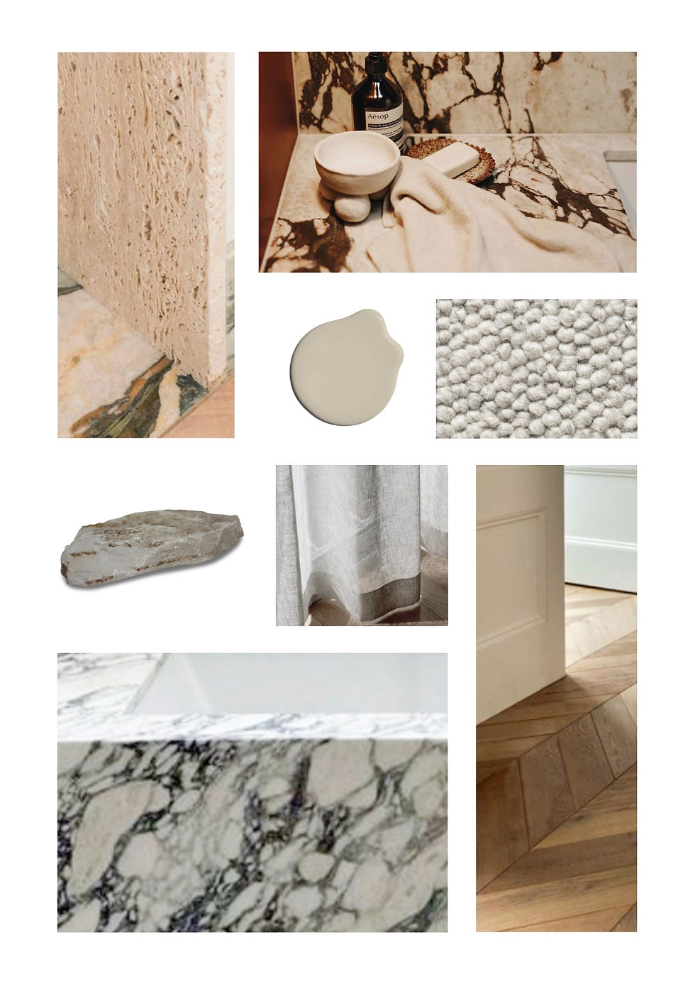 Beige Illustrated Mood Board Photo Collage A4