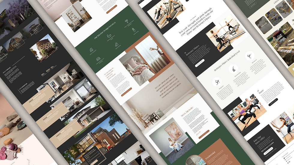 Showcase image of multiple websitte designs grouped together