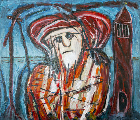 Stephen Hobson. Bystander Looking at Darkness #1, 2026. Oil on board. 60 x 70 cms. © Stephen Hobson/Copyright Agency, 2026.