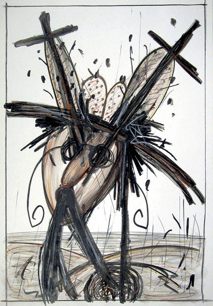 Stephen Hobson. Untitled, 2002-2003.
Mixed media on paper. 65 x 45 cms. 
© Stephen Hobson/Copyright Agency, 2026