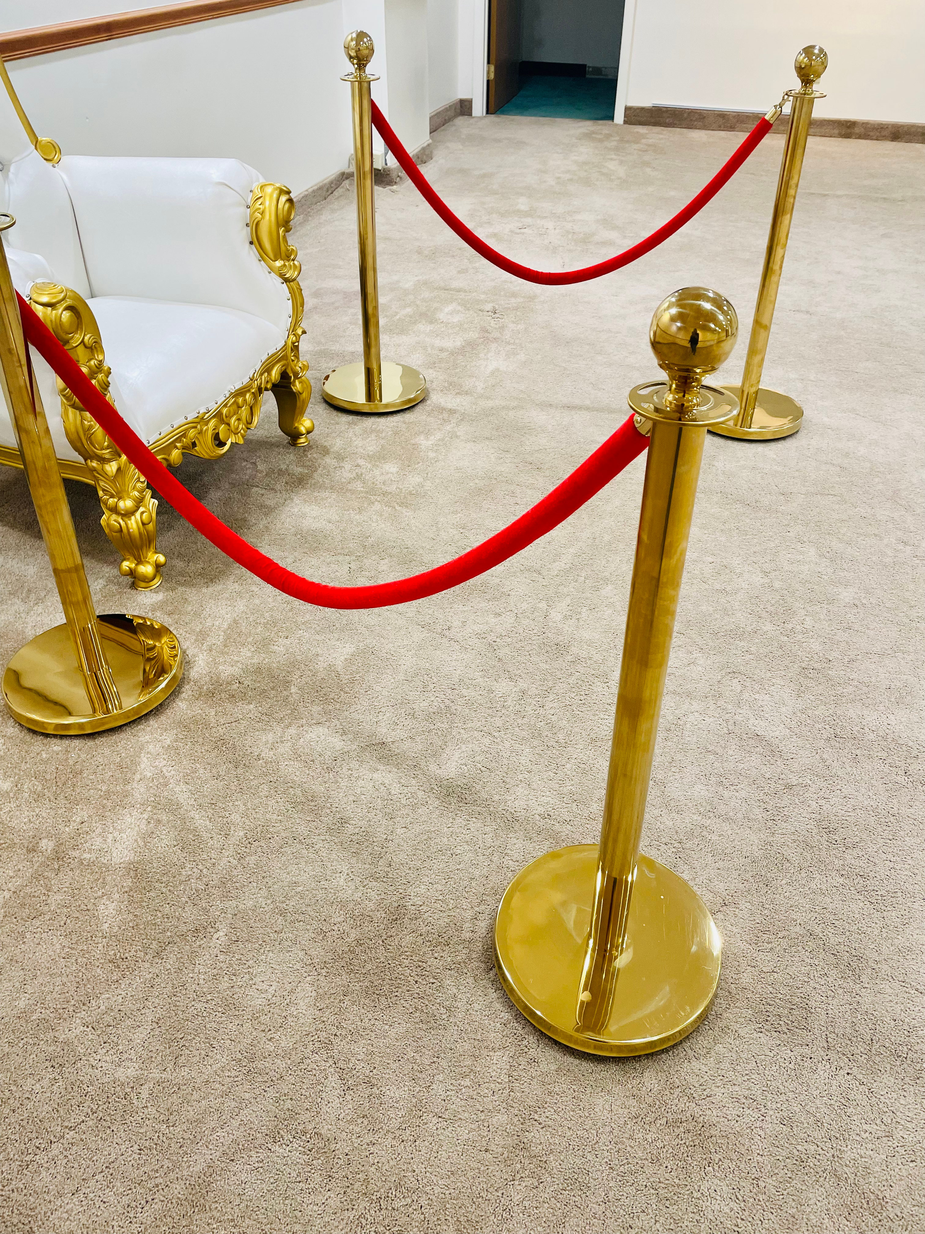 2 Sets of Red Velvet Ropes with gold poles (Including Delivery)