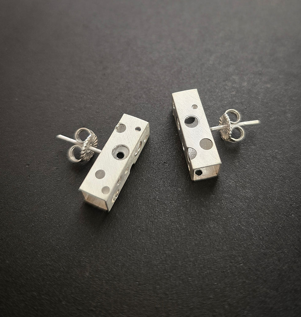 Constellation Geometry Earposts/Brushed Silver