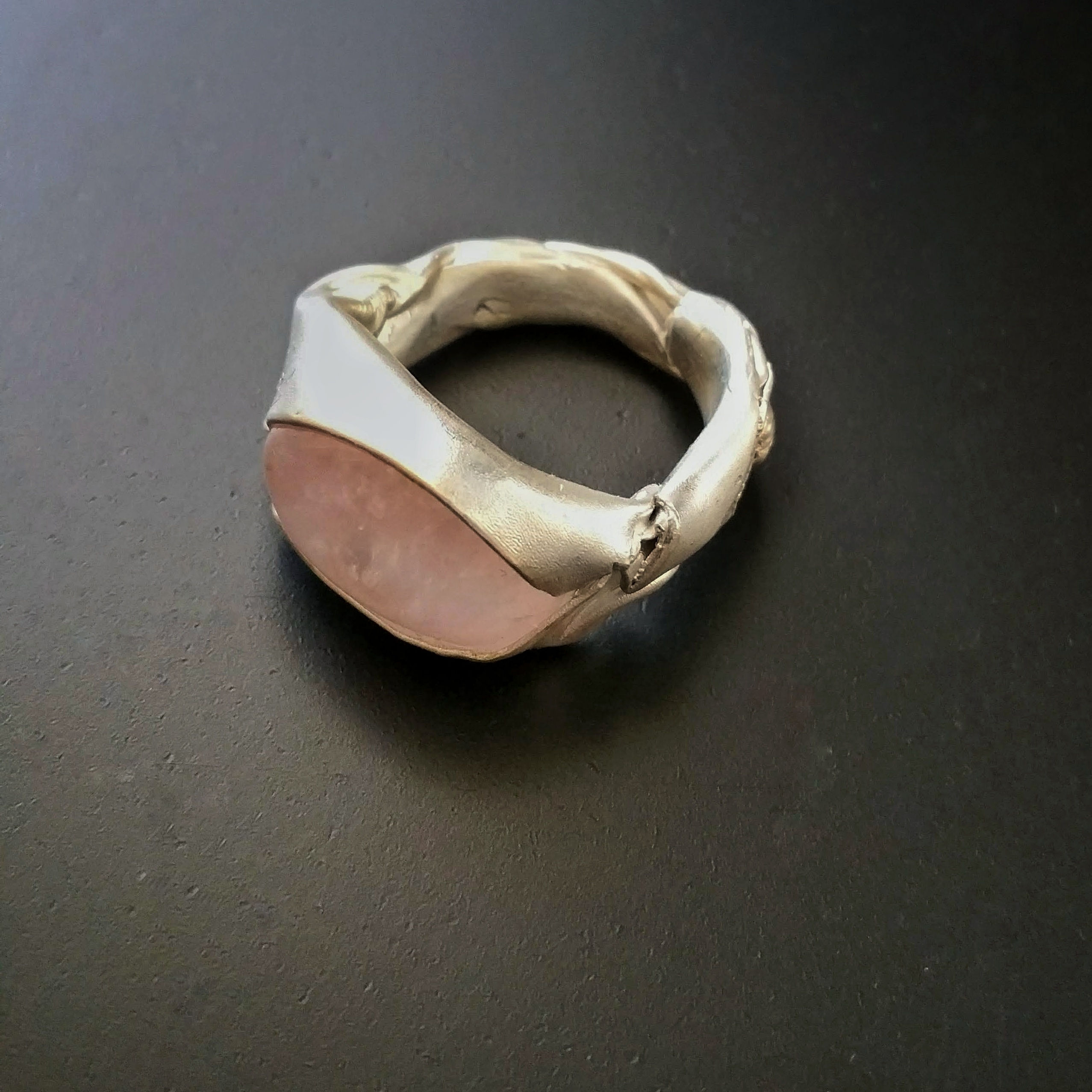 Pink Beryl Ring/ Bareelements Wrapped