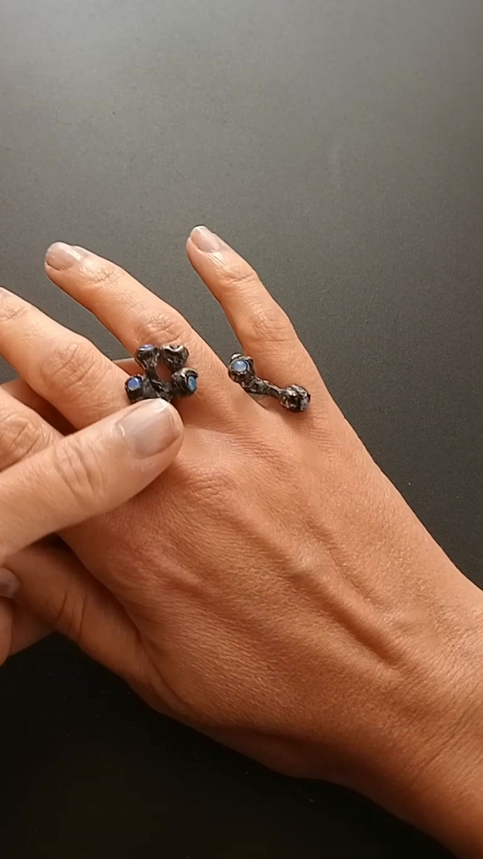 Thumbnail: Opal and Silver Knuckle Ring / Eucalyptus Gum Nut 