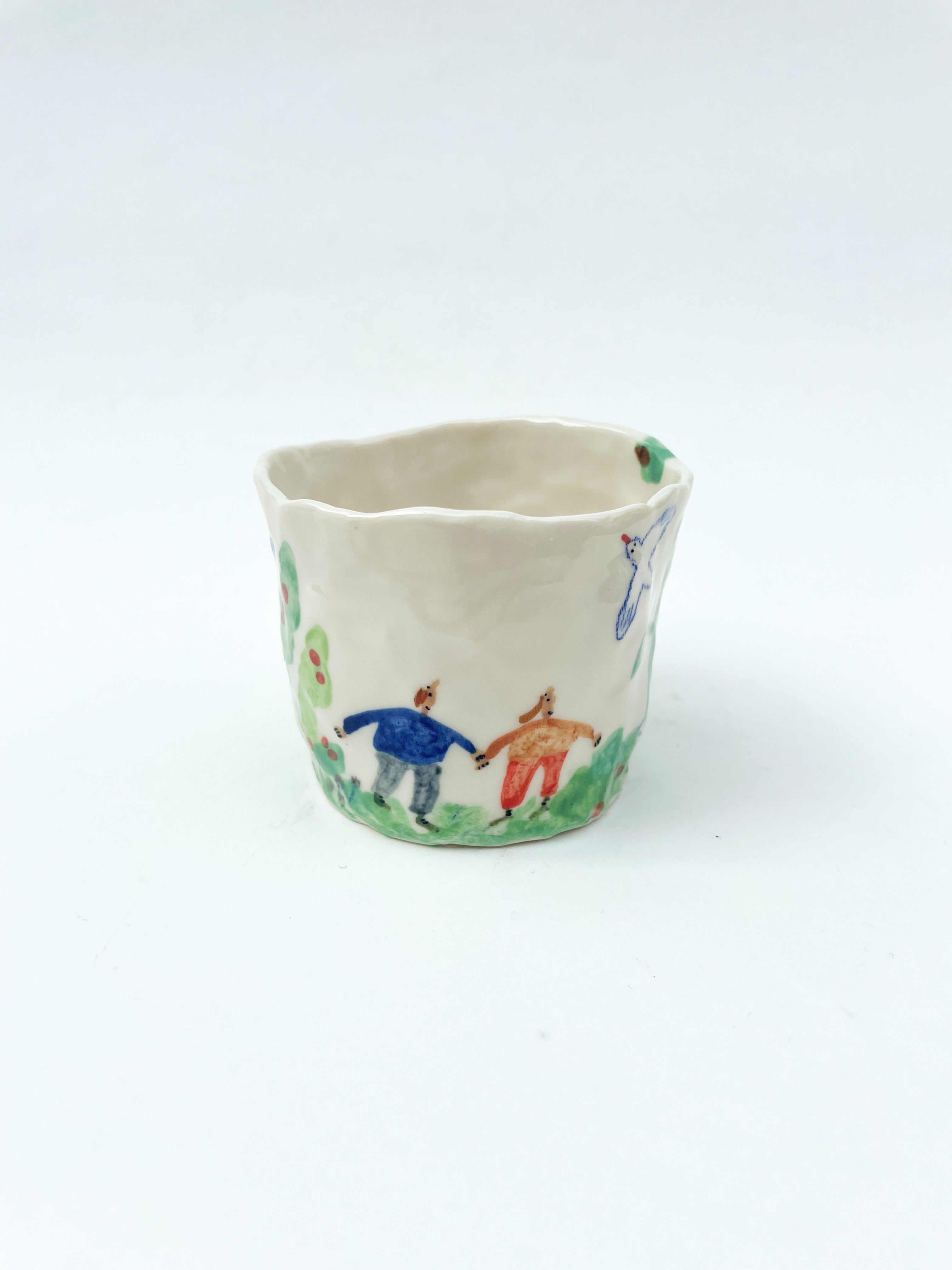 Porcelain red house cup