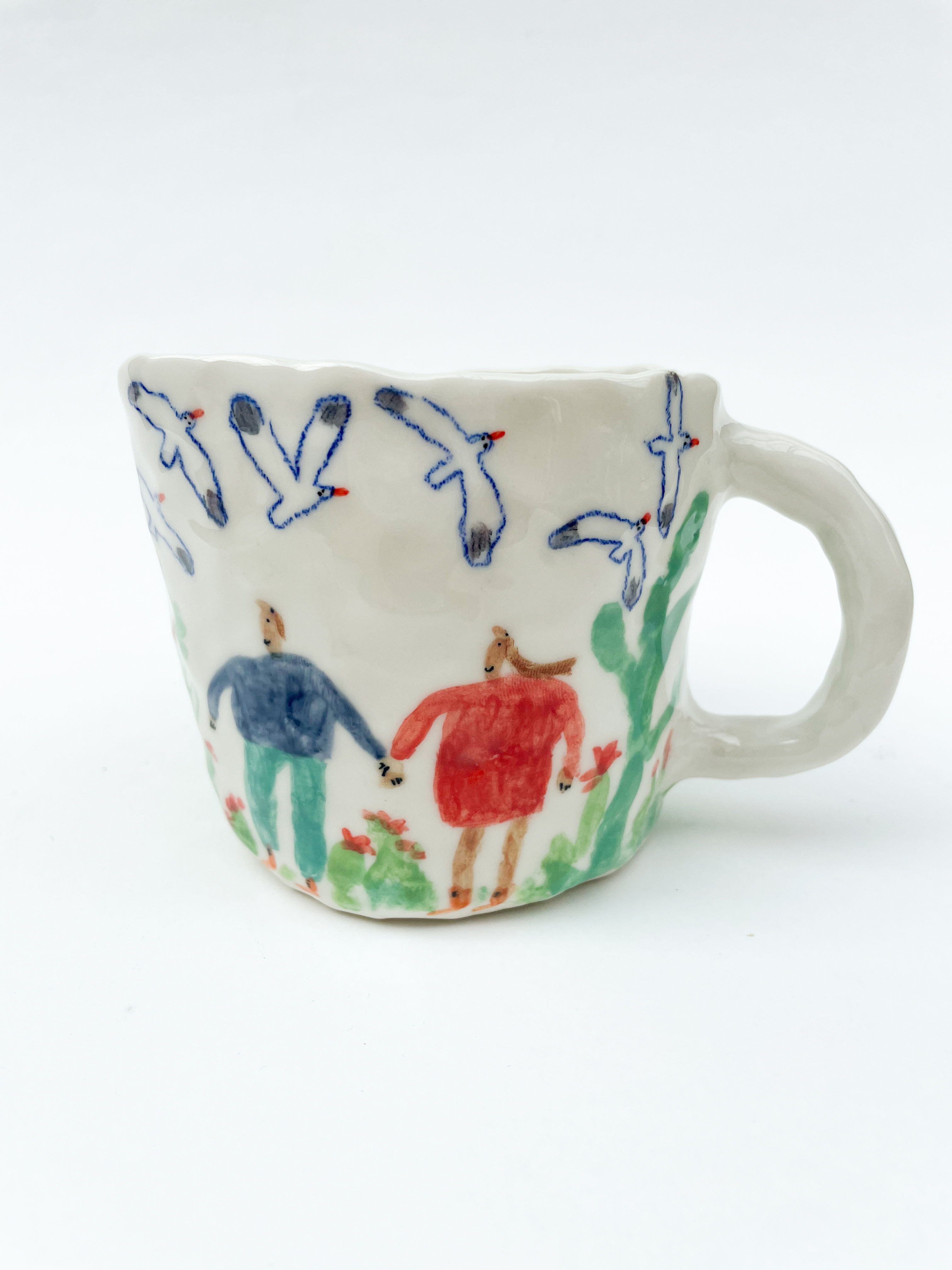 Porcelain bird watching mug