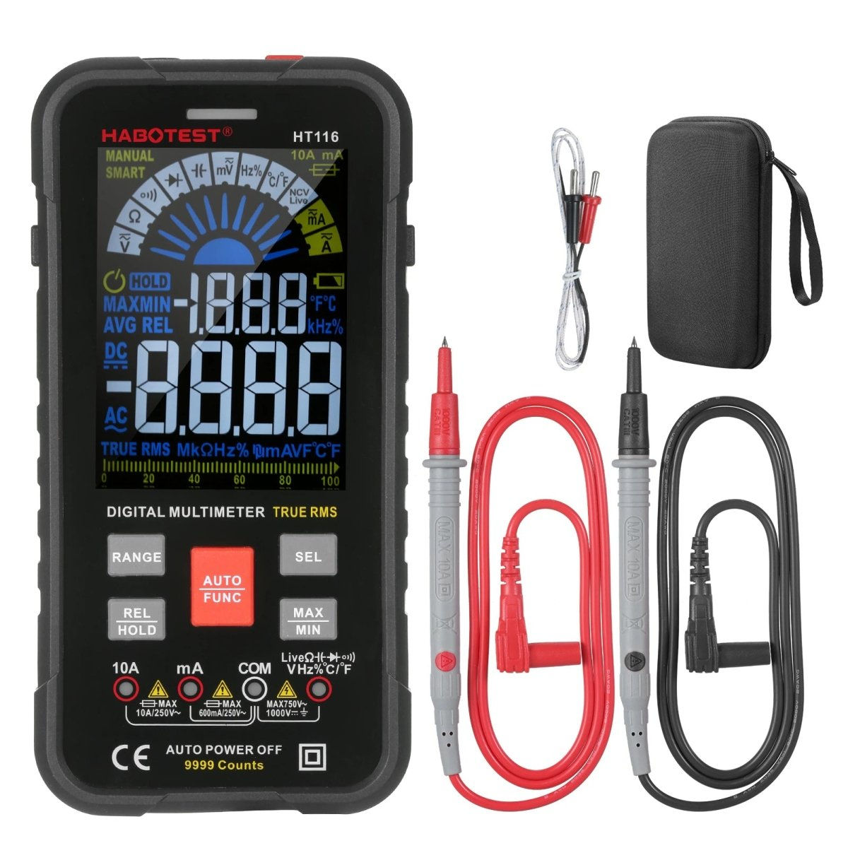 HABOTEST HT116 Digital Multimeter 9999 Counts True RMS Auto-Off NCV Meter Voltme