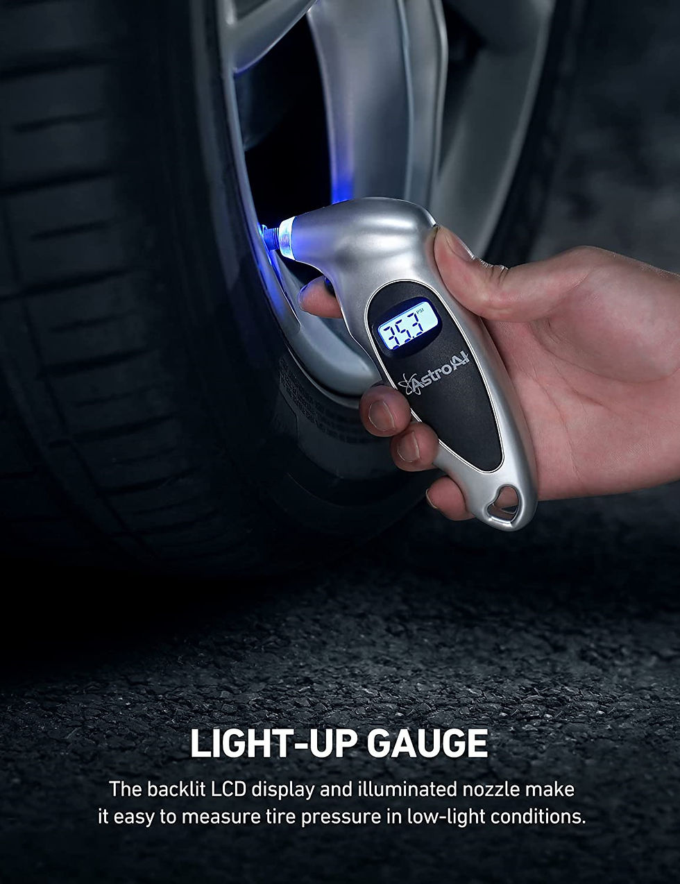 Miniatura: Digital Tire Pressure Gauge 150 PSI 4 Settings for Car Truck Bicycle with Backli