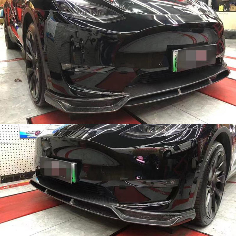 Miniatura: Carbon Fiber CM style MODEL Y  Front Bumper Lip Body Kit For Tesla MODEL Y
