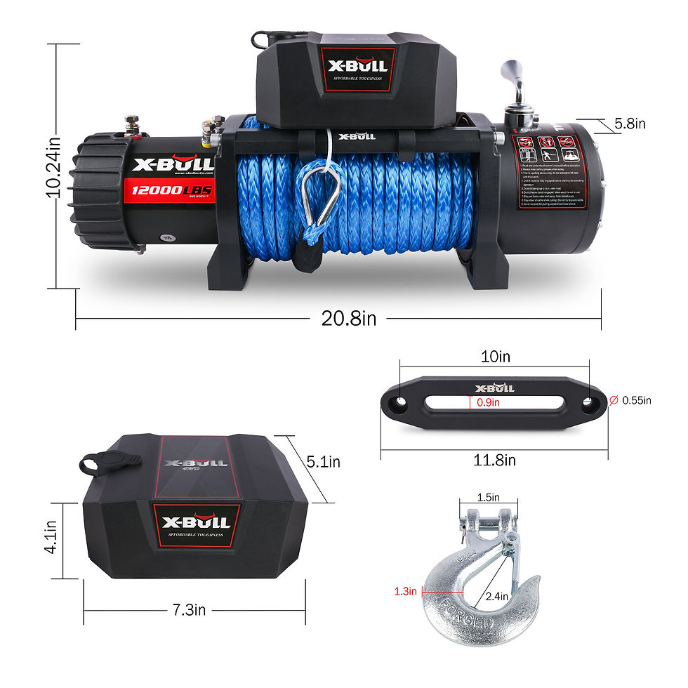 Miniature : X-BULL 12000 lbs Electric Winch Synthetic Rope Trailer Towing 12V Truck Jeep SUV