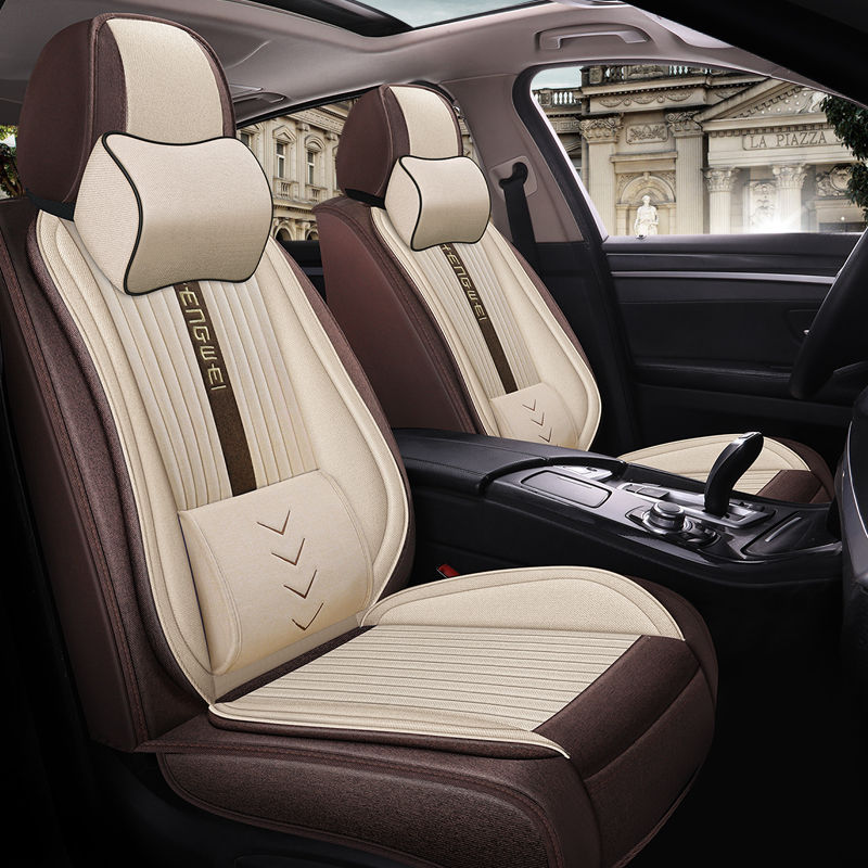 サムネイル： Universal Car Seat Cover Set Cartoons Ice Silk Pu Leather Full Seat High Qualit