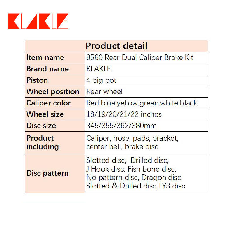 Miniatura: KLAKLE Dragon Pattern Disc Racing Style 4 Piston 8560 Rear Dual Caliper kit For