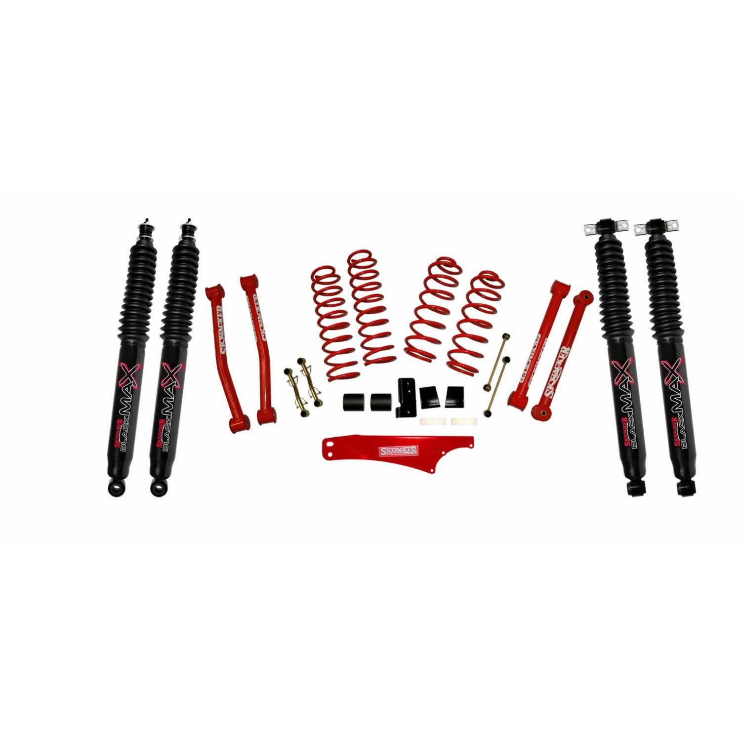 Federungs-Lift-Kit 07–18 Wrangler JK mit Stoßdämpfer, schwarze MAX-Stoßdämpfer, 2,5–3,5 Zoll Hub
