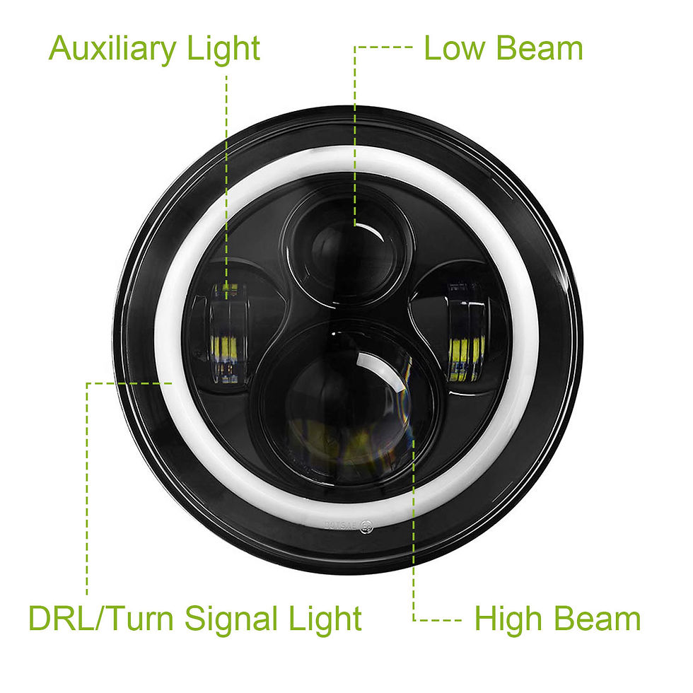 Thumbnail: 2 x 7" 6000LM Round LED Headlight Halo Angel Eyes for Jeep Wrangler TJ JK CJ w/H