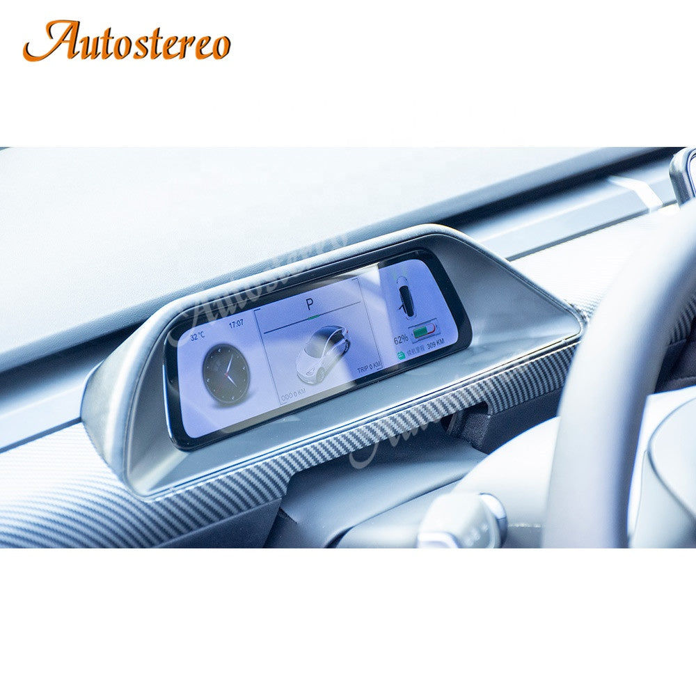 Panneau HD de tableau de bord LCD de voiture de cluster numérique en fibre de carbone Tesla modèle 3 modèle Y
