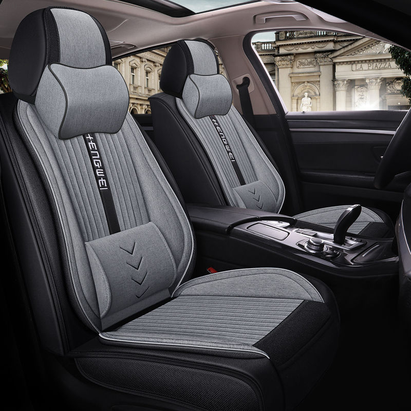 サムネイル： Universal Car Seat Cover Set Cartoons Ice Silk Pu Leather Full Seat High Qualit